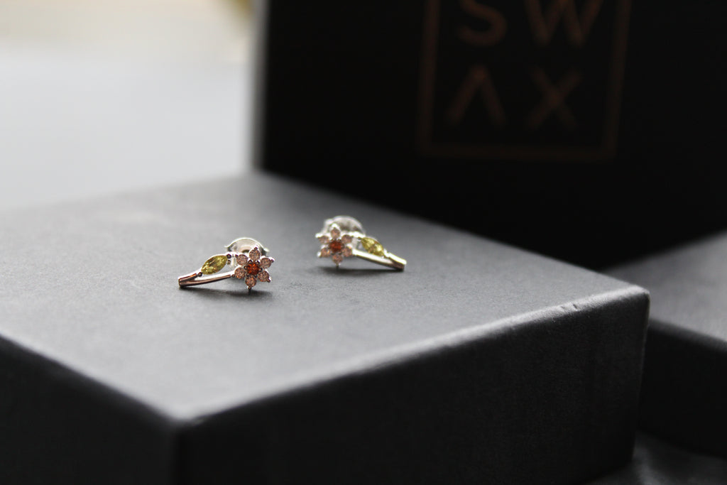Cubic Zirconia Silver Daffodil Studs