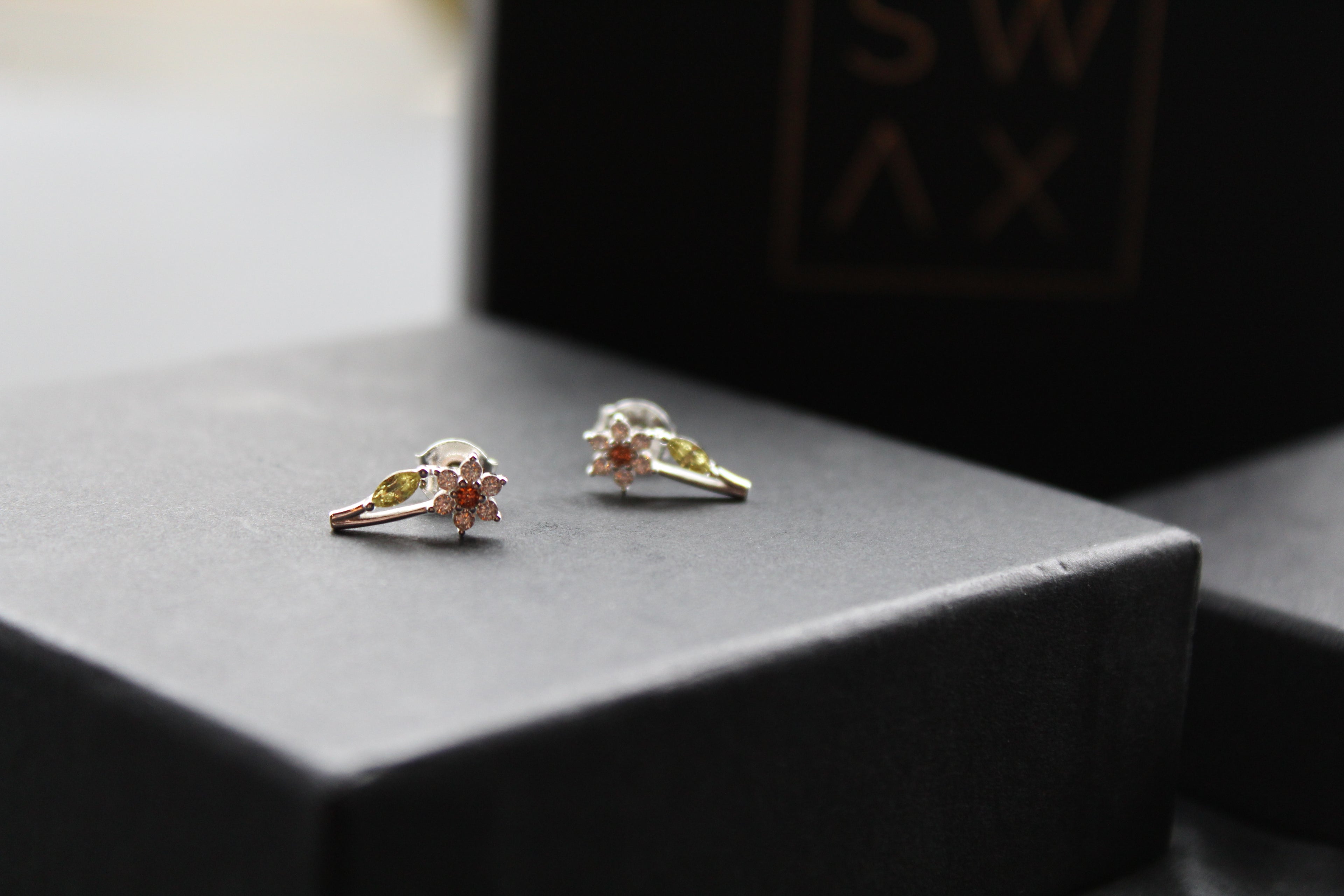 Cubic Zirconia Silver Daffodil Studs