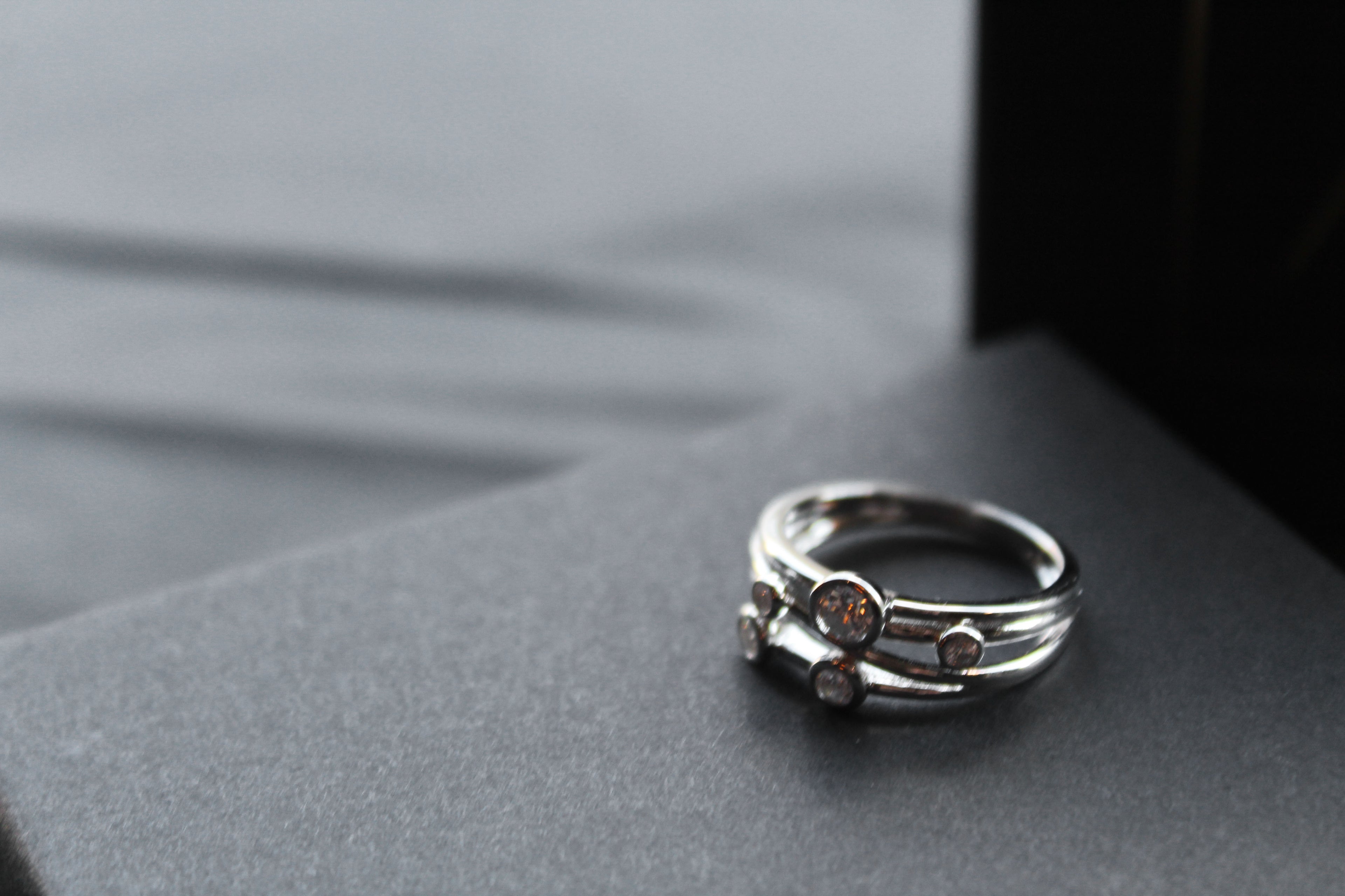 Clear CZ Studded Silver Strand Ring