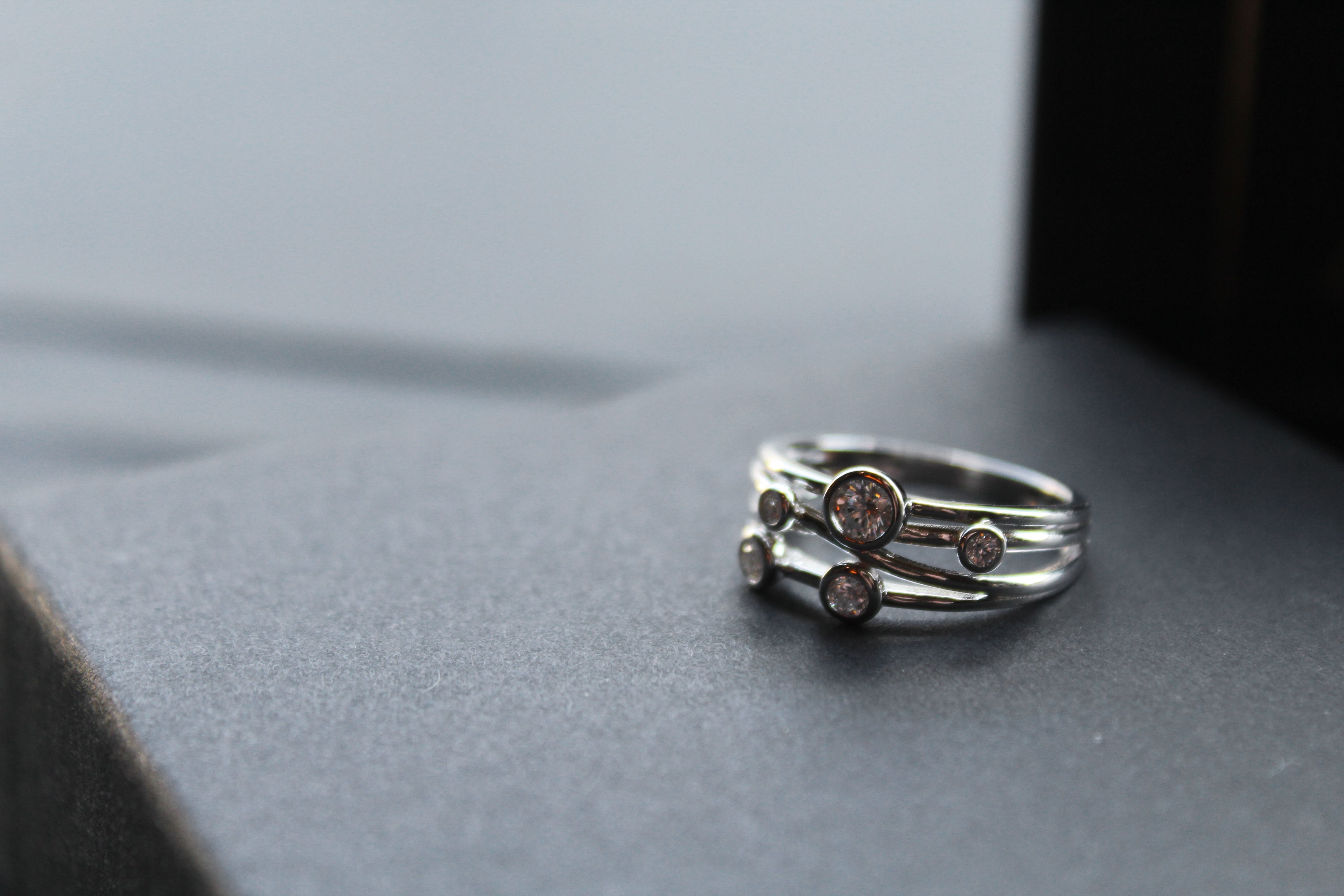 Clear CZ Studded Silver Strand Ring