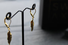 Load image into Gallery viewer, Gold Vermeil Willow Earrings with Clear CZ
