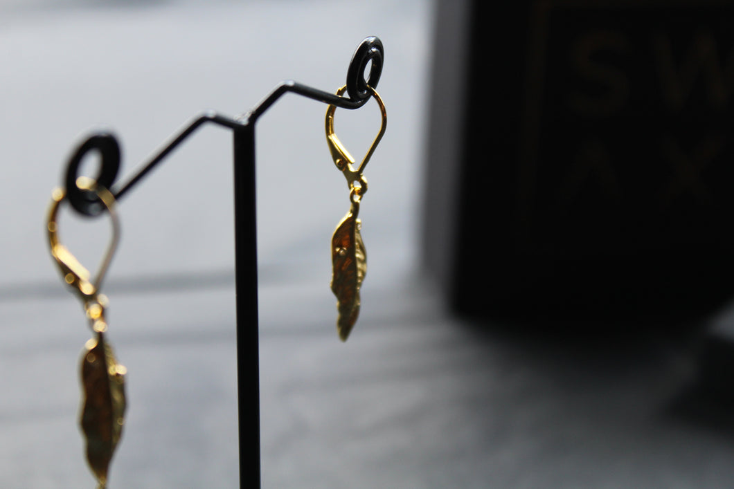 Gold Vermeil Willow Earrings with Clear CZ