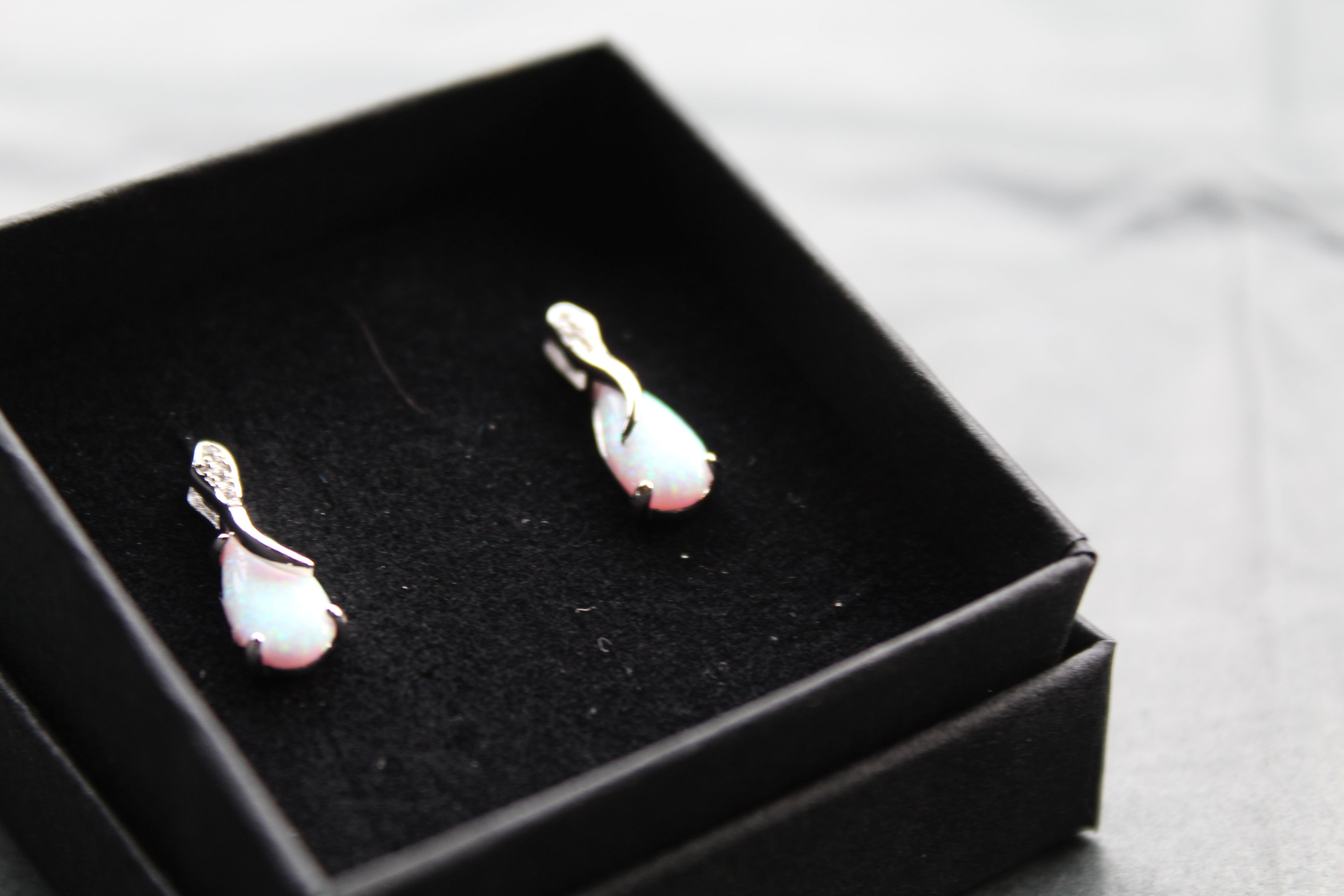 Cubic Zirconia & Opalite Earrings