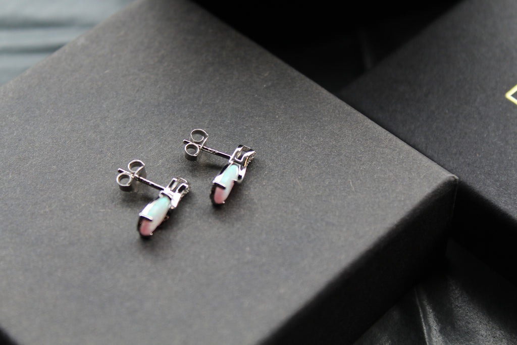 Cubic Zirconia & Opalite Earrings