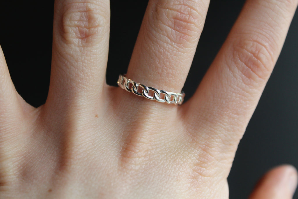 Curb Chain Silver Ring