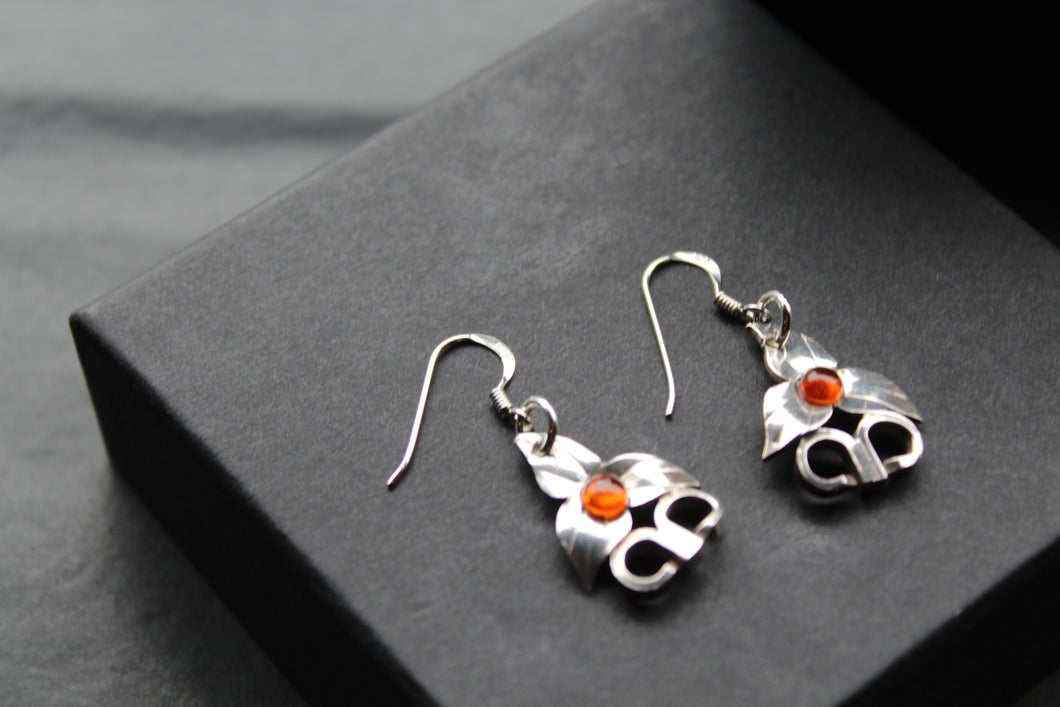 Cutlery Earrings with Amber