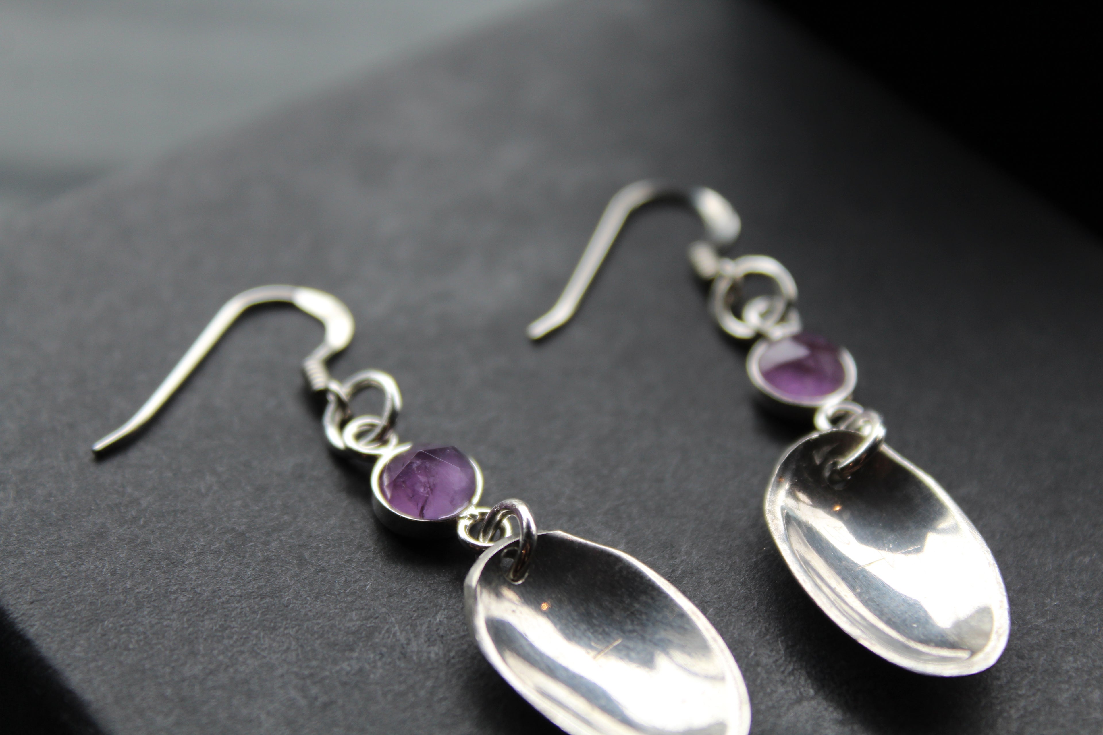 Cutlery Earrings with Amethyst