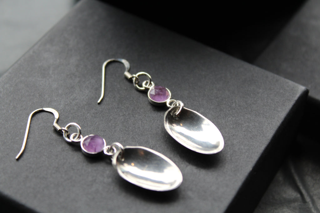 Cutlery Earrings with Amethyst