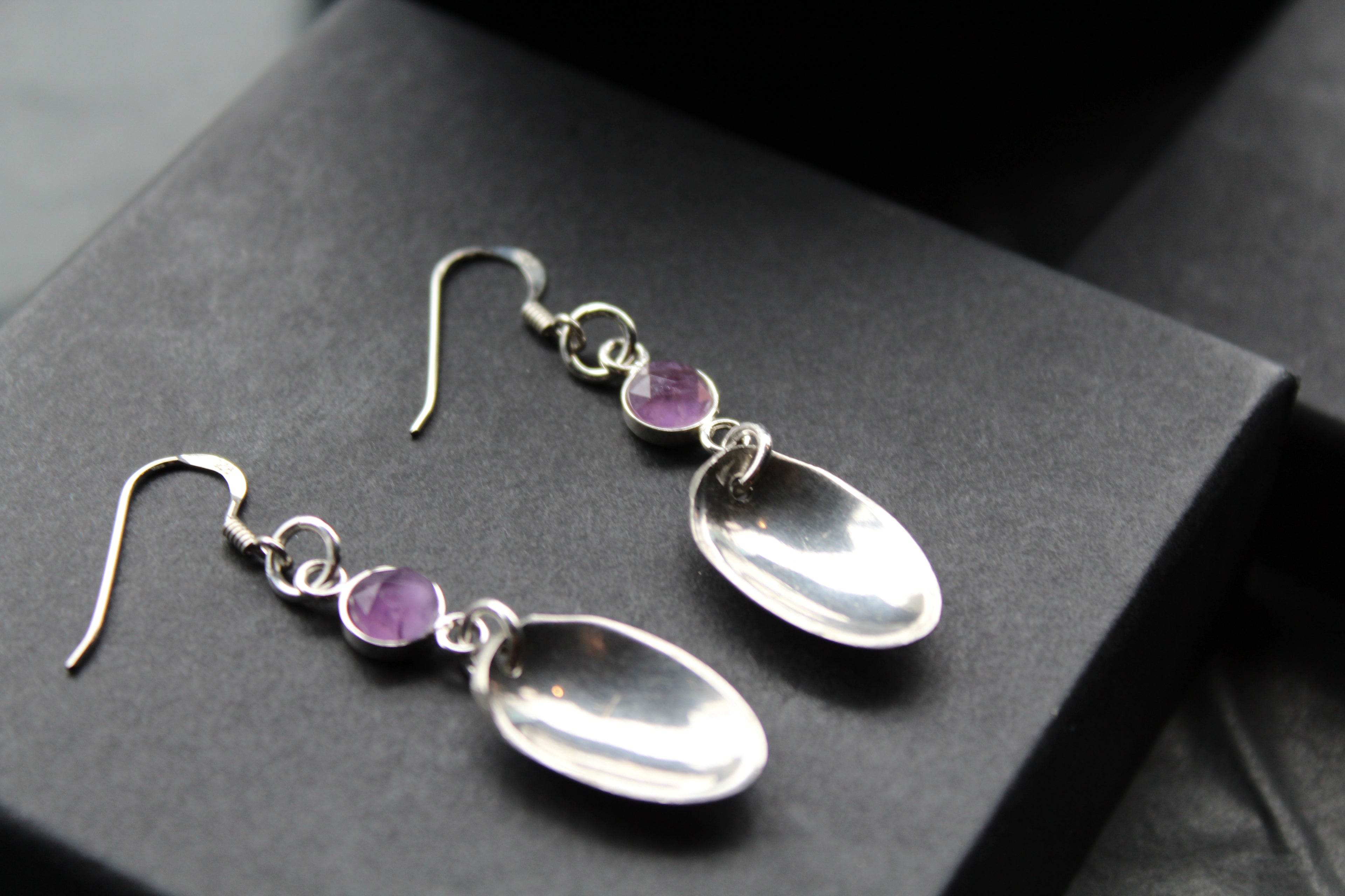 Cutlery Earrings with Amethyst