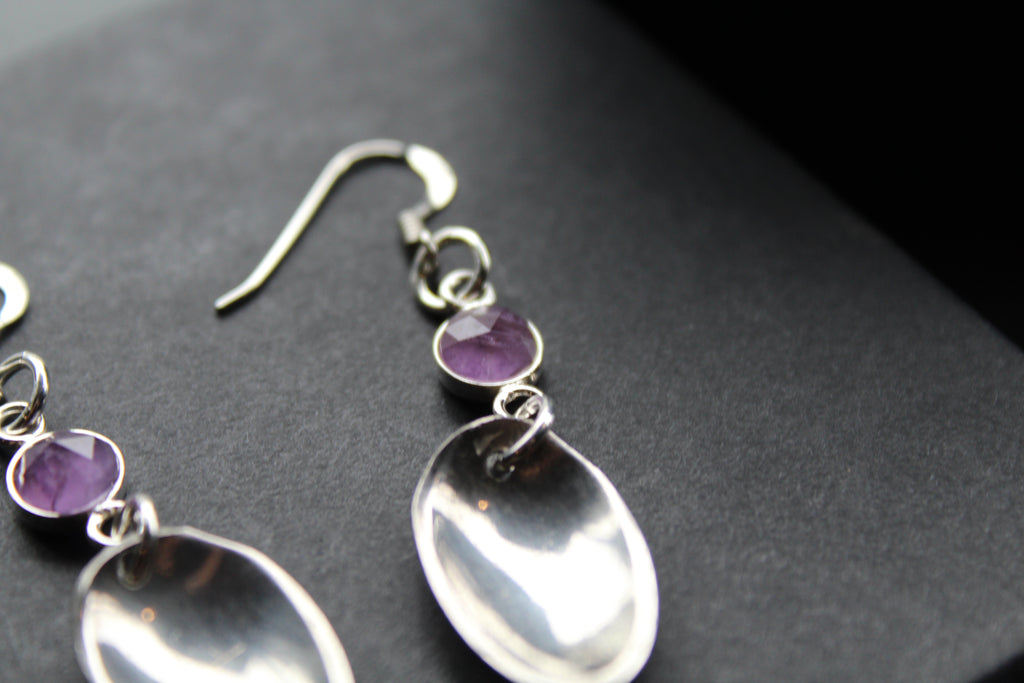 Cutlery Earrings with Amethyst