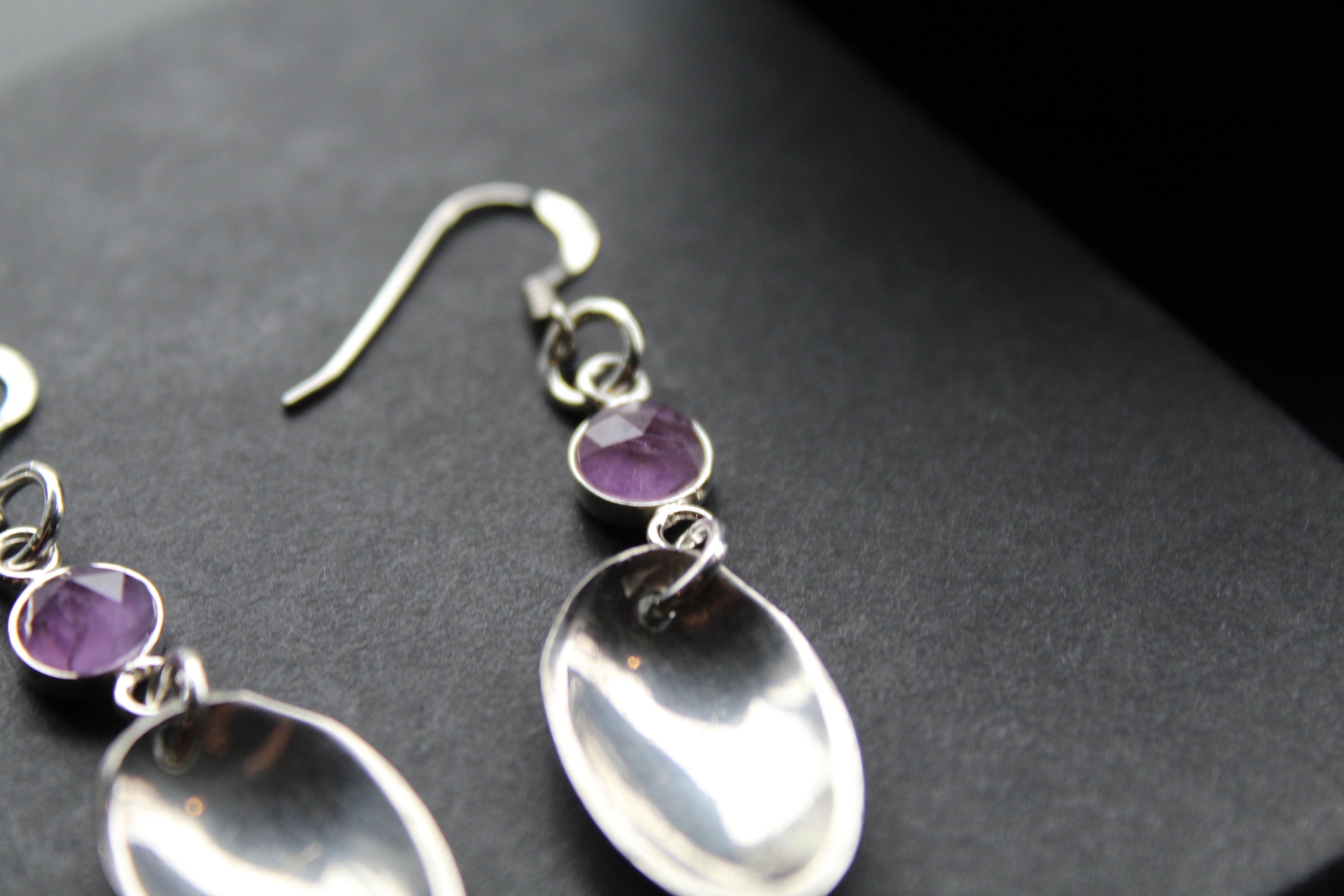 Cutlery Earrings with Amethyst