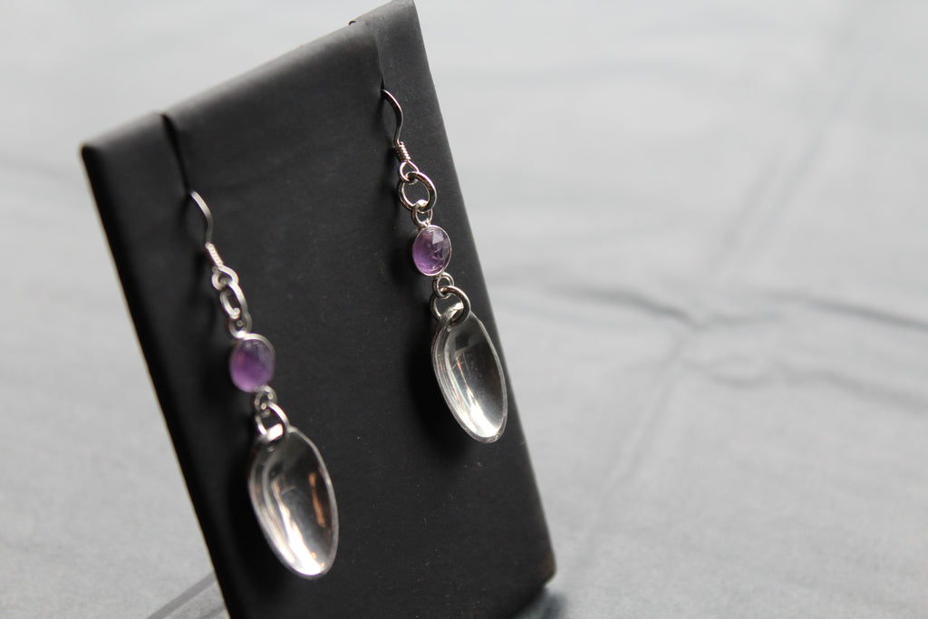 Cutlery Earrings with Amethyst