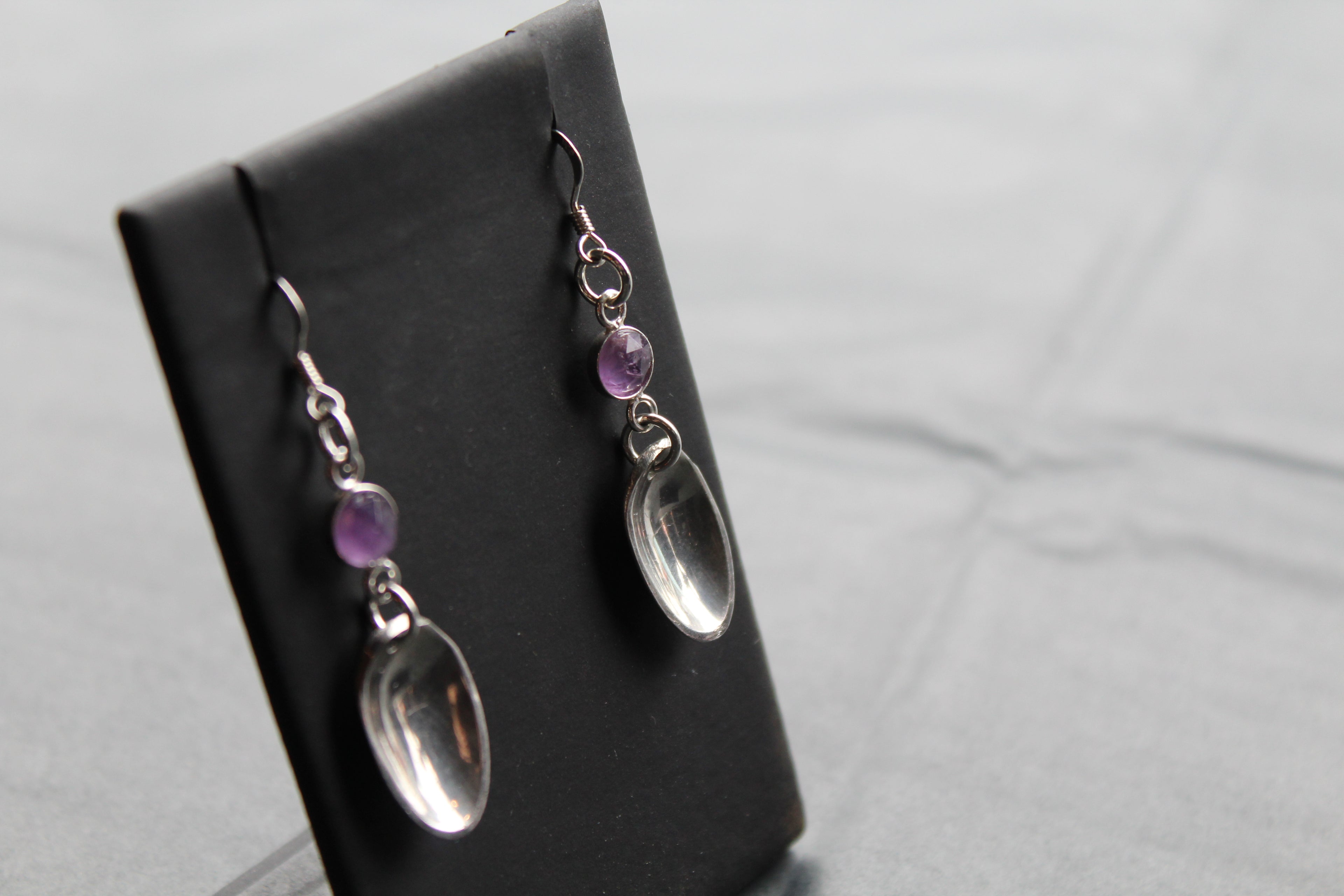 Cutlery Earrings with Amethyst