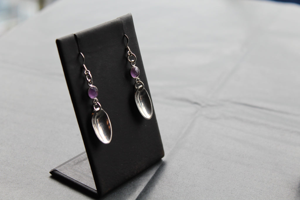 Cutlery Earrings with Amethyst