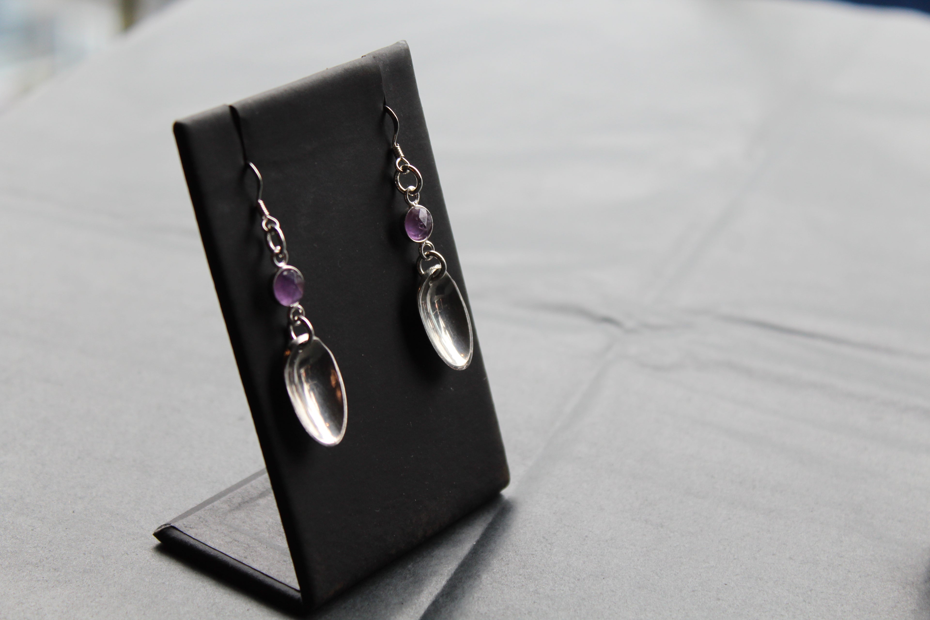 Cutlery Earrings with Amethyst