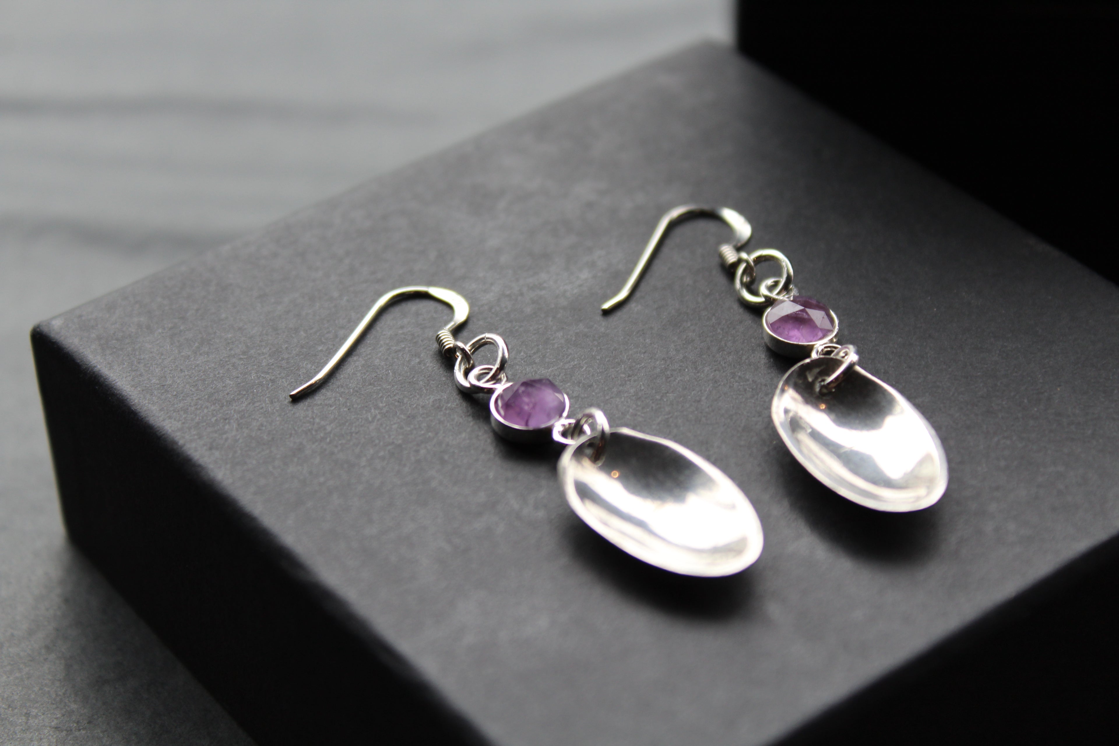 Cutlery Earrings with Amethyst