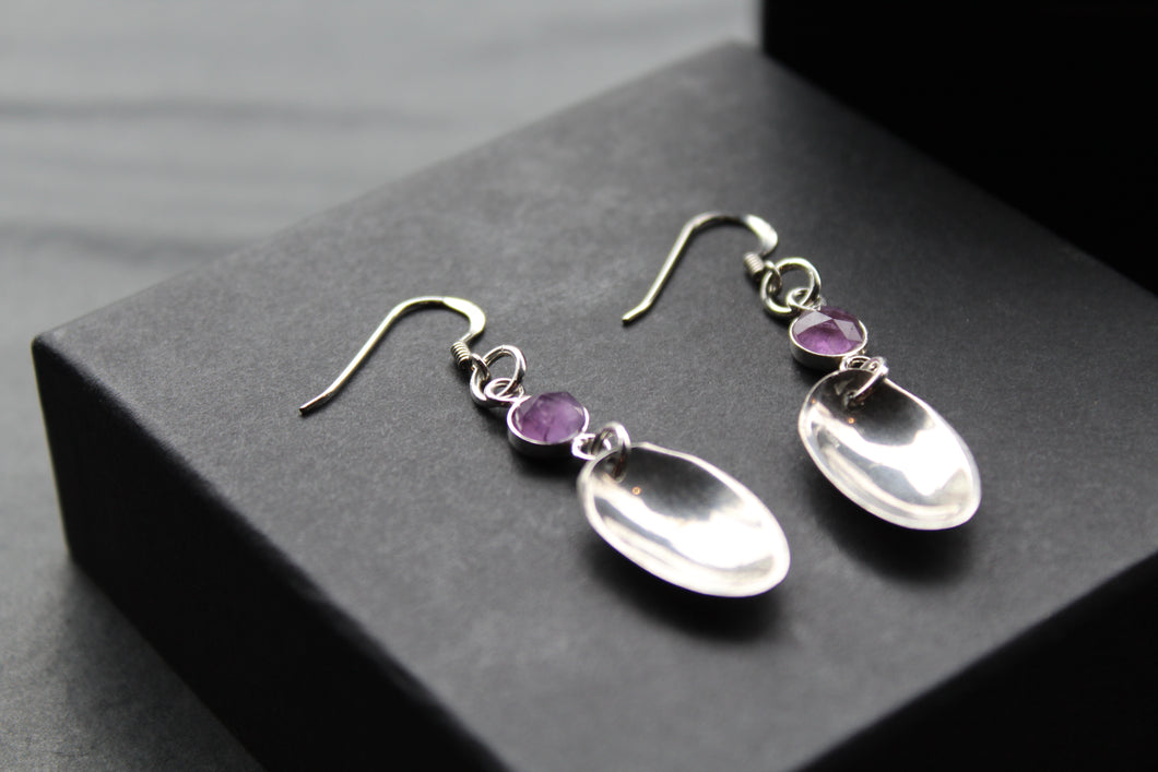 Cutlery Earrings with Amethyst