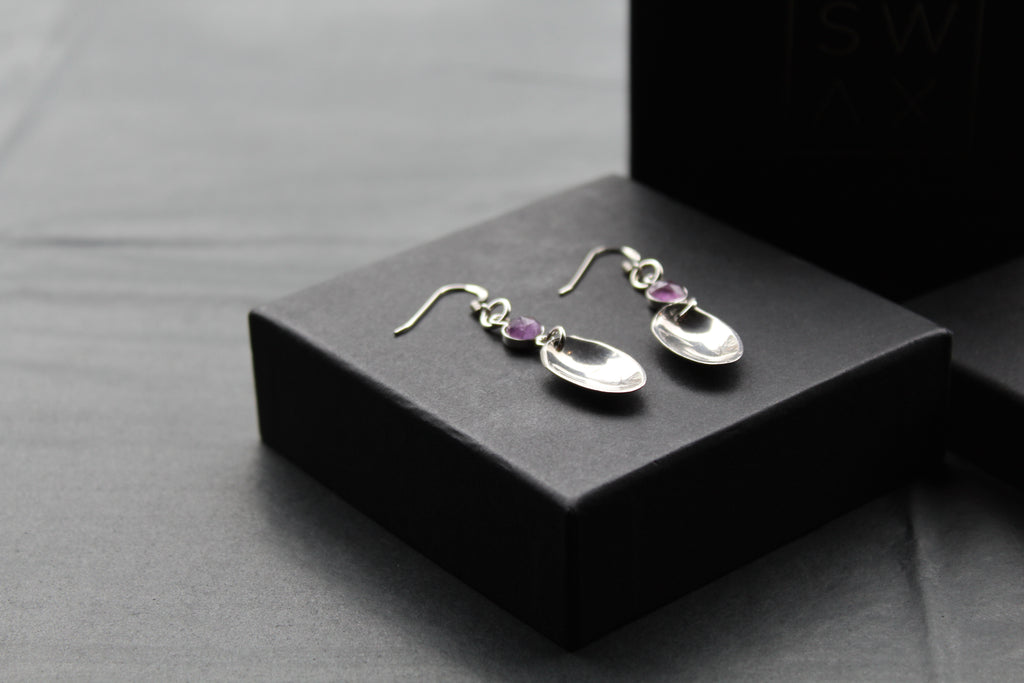 Cutlery Earrings with Amethyst