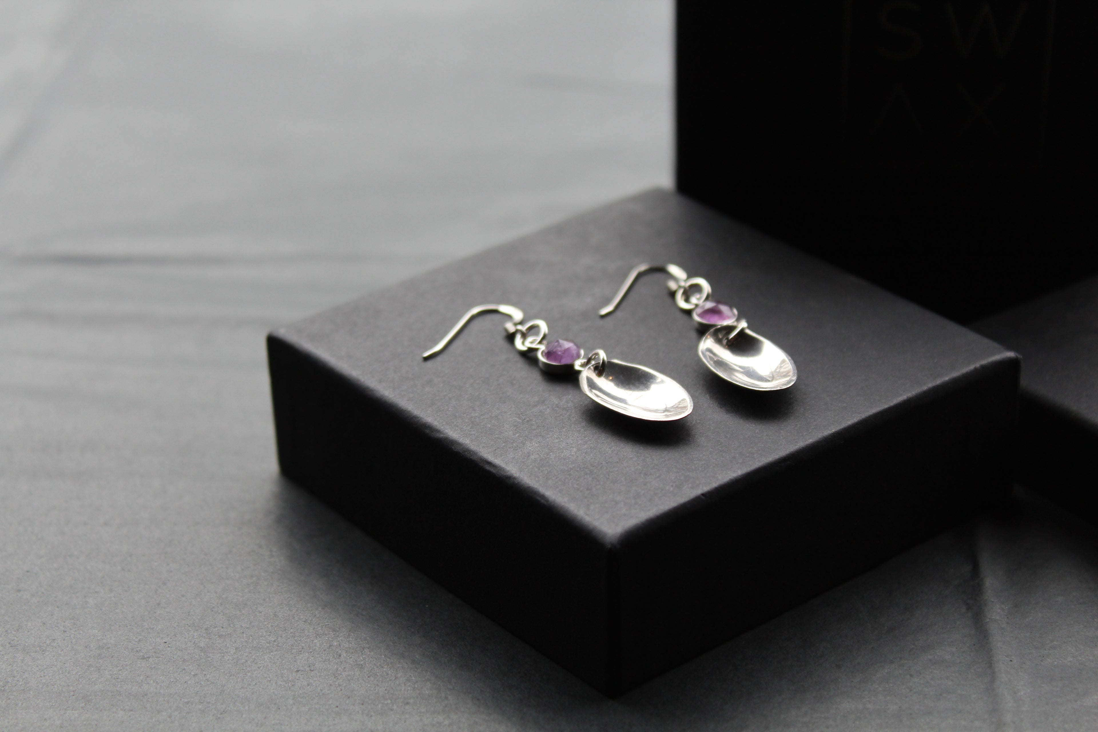 Cutlery Earrings with Amethyst