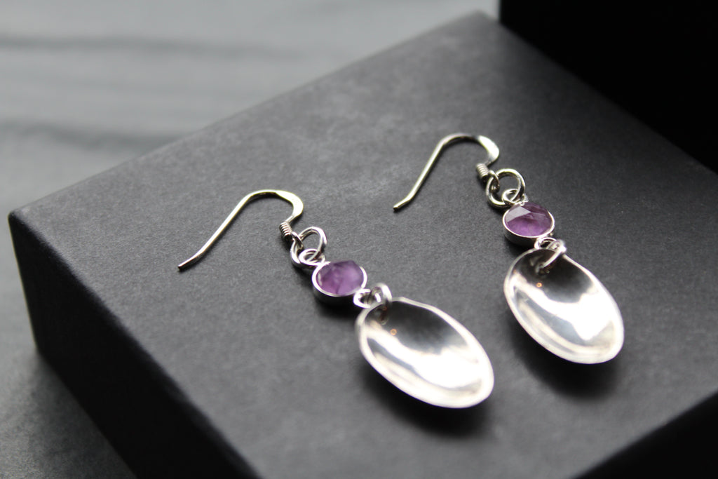 Cutlery Earrings with Amethyst