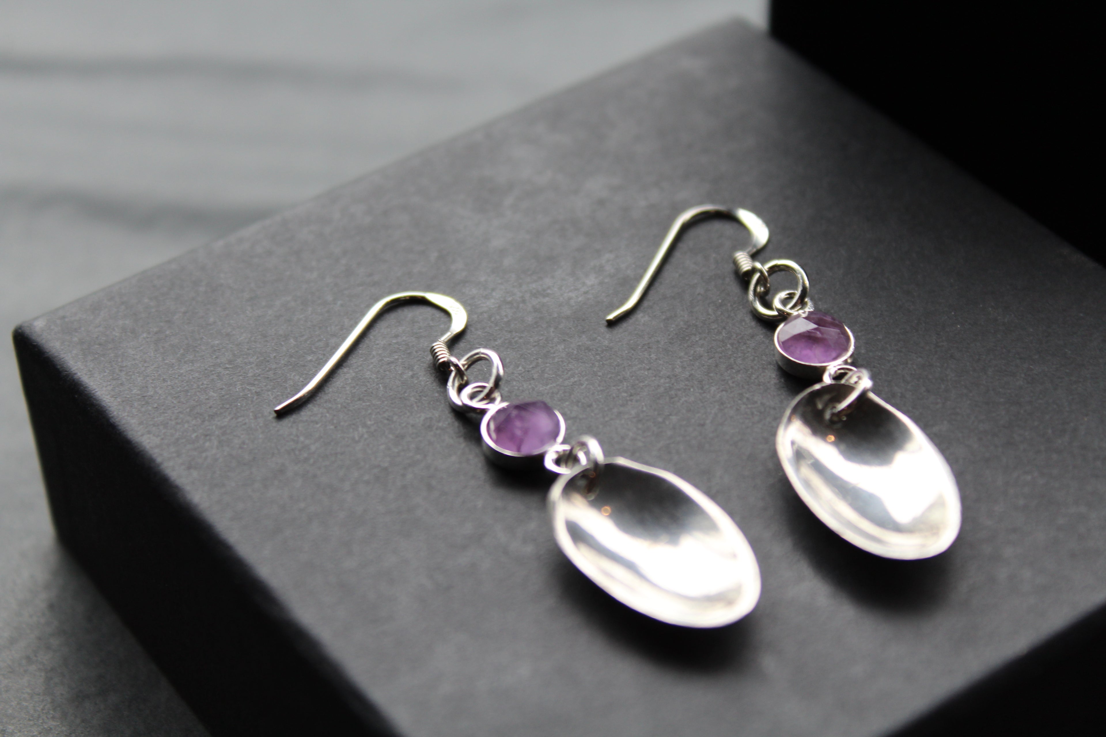 Cutlery Earrings with Amethyst