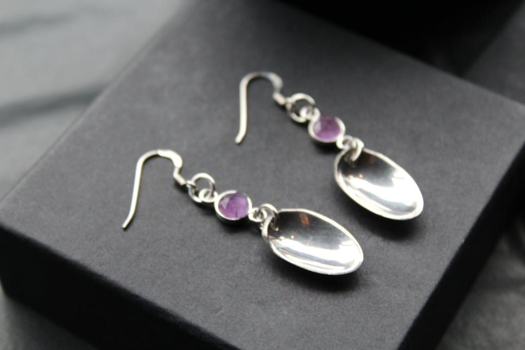 Cutlery Earrings with Amethyst