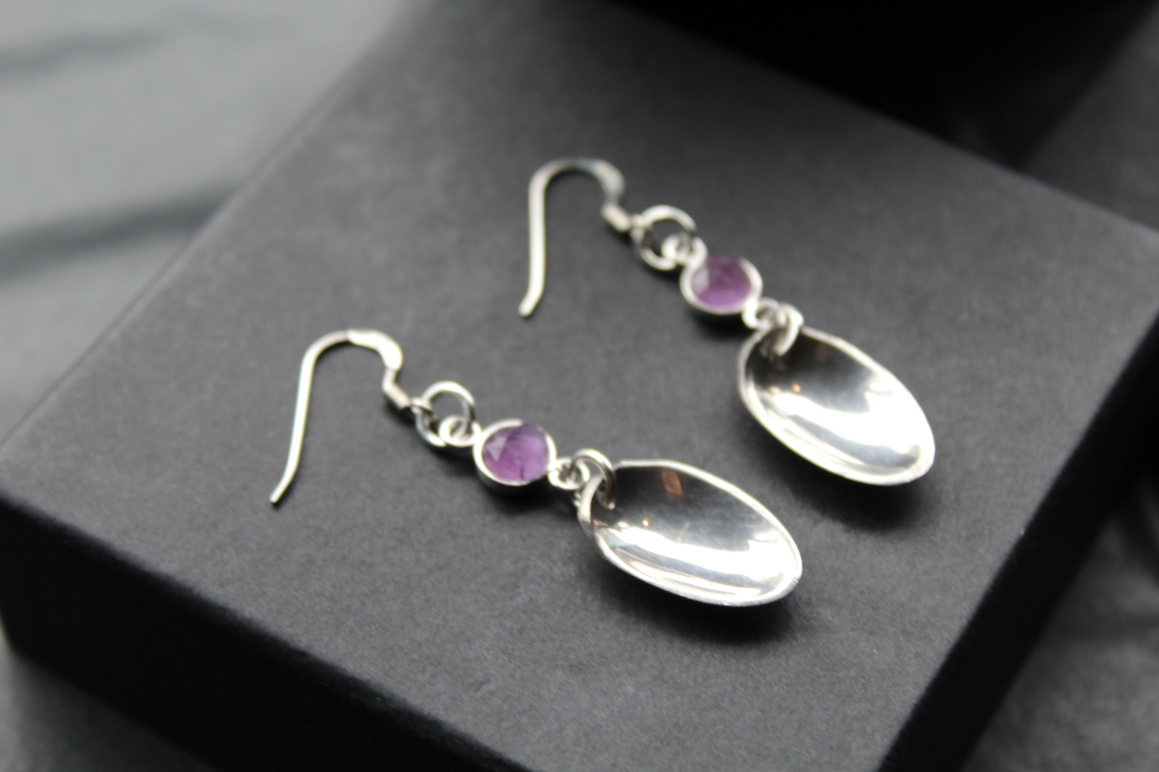 Cutlery Earrings with Amethyst