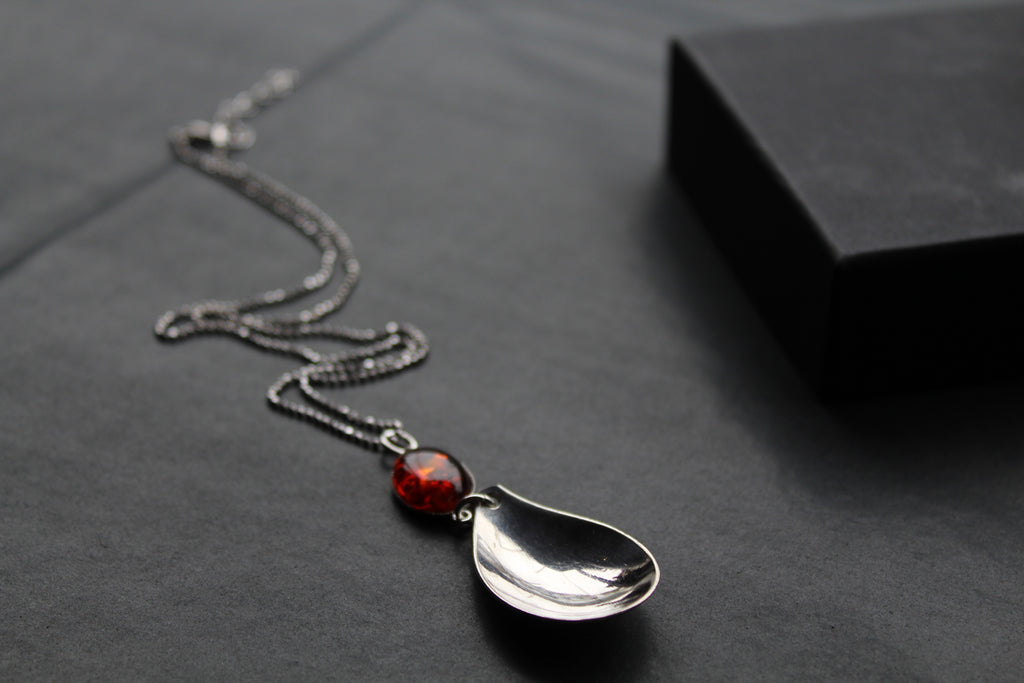 Cutlery Necklace with Amber