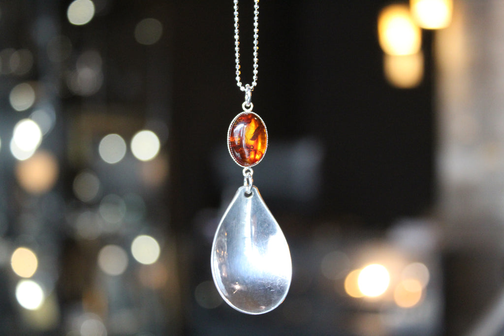 Cutlery Necklace with Amber