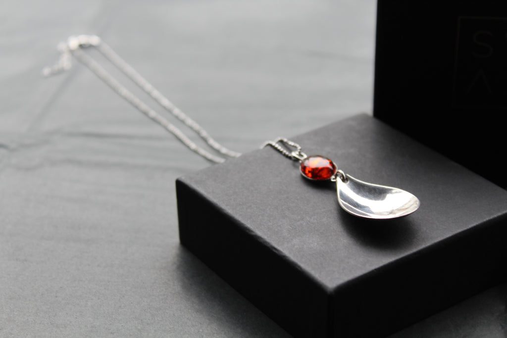 Cutlery Necklace with Amber