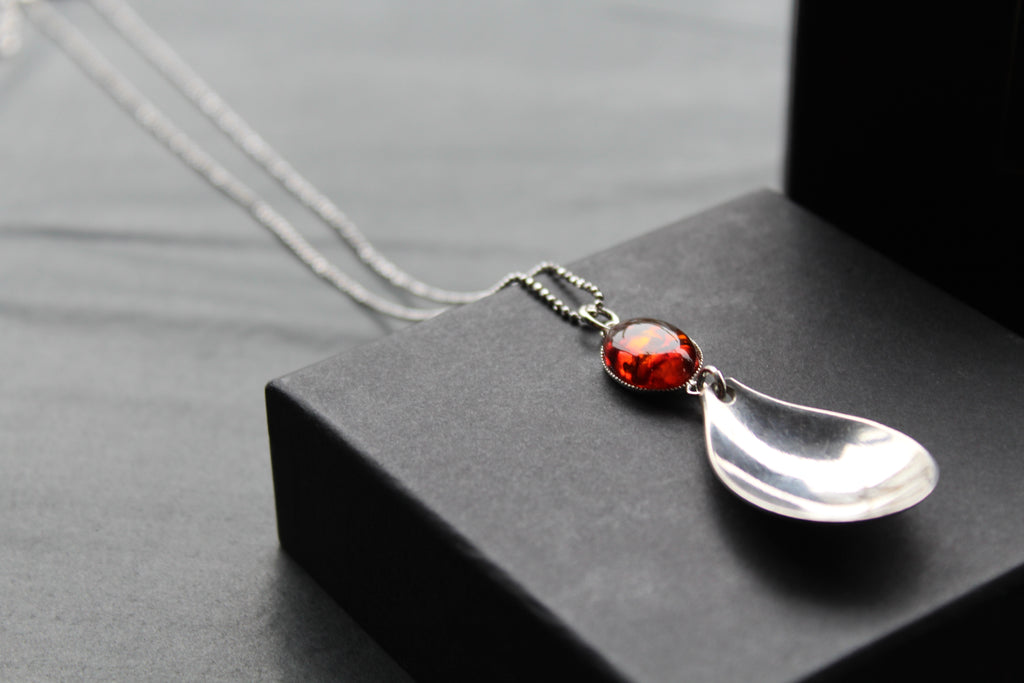Cutlery Necklace with Amber