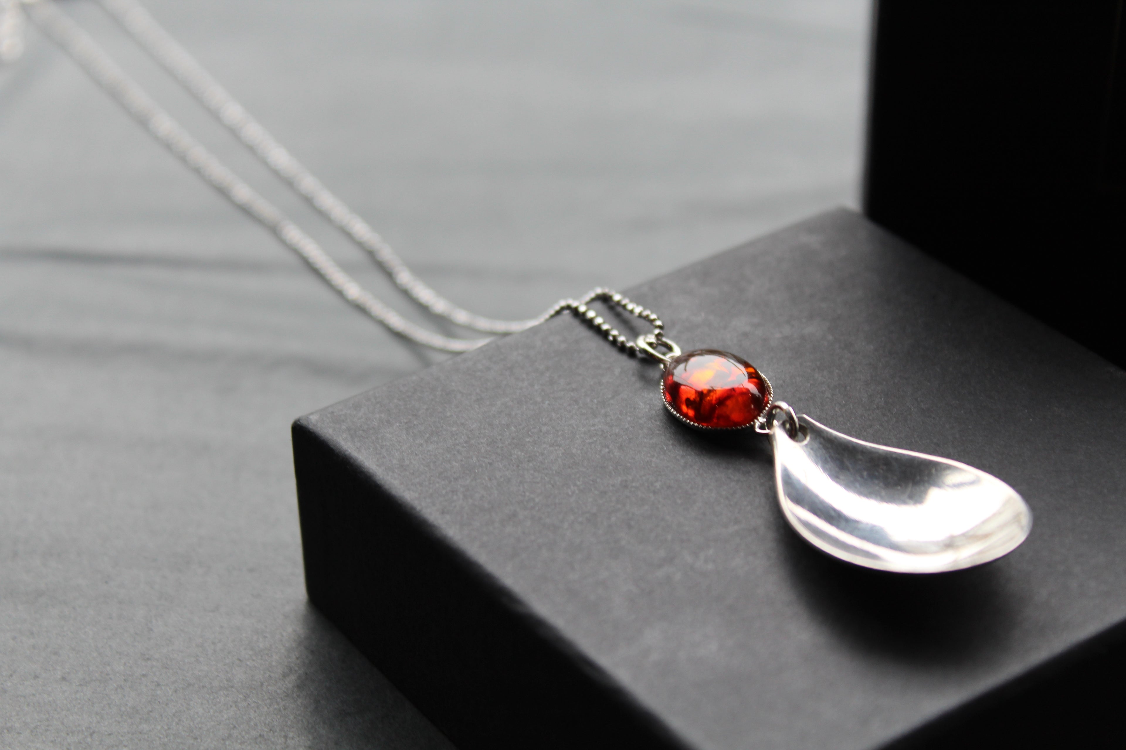 Cutlery Necklace with Amber