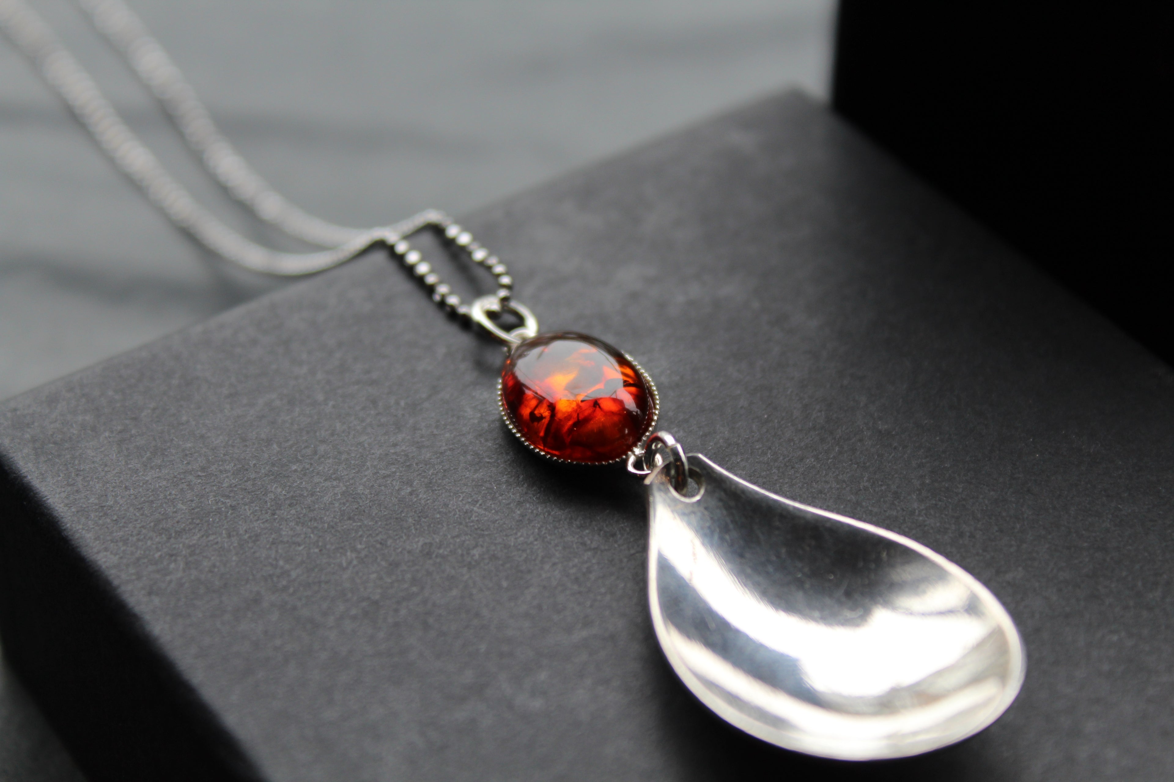Cutlery Necklace with Amber