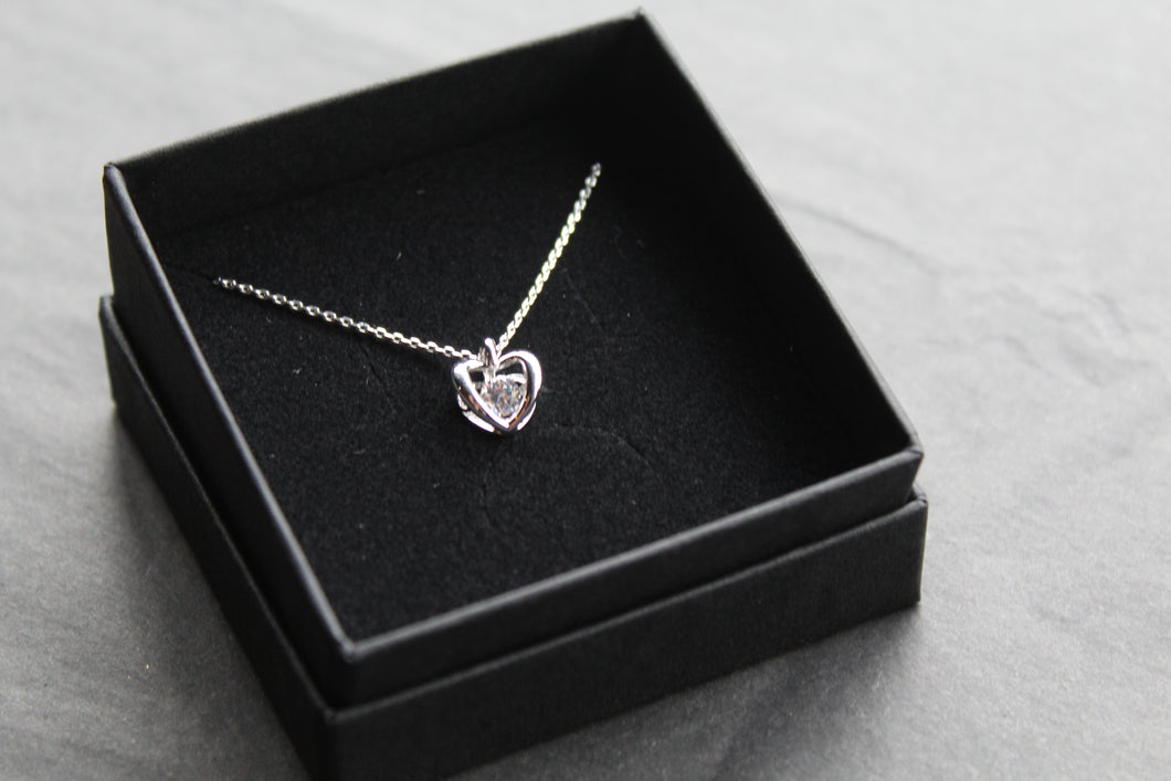 Dancing Clear CZ Heart Necklace