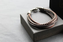 Load image into Gallery viewer, Dark Brown Leather Bracelet Brown Hematite Beads
