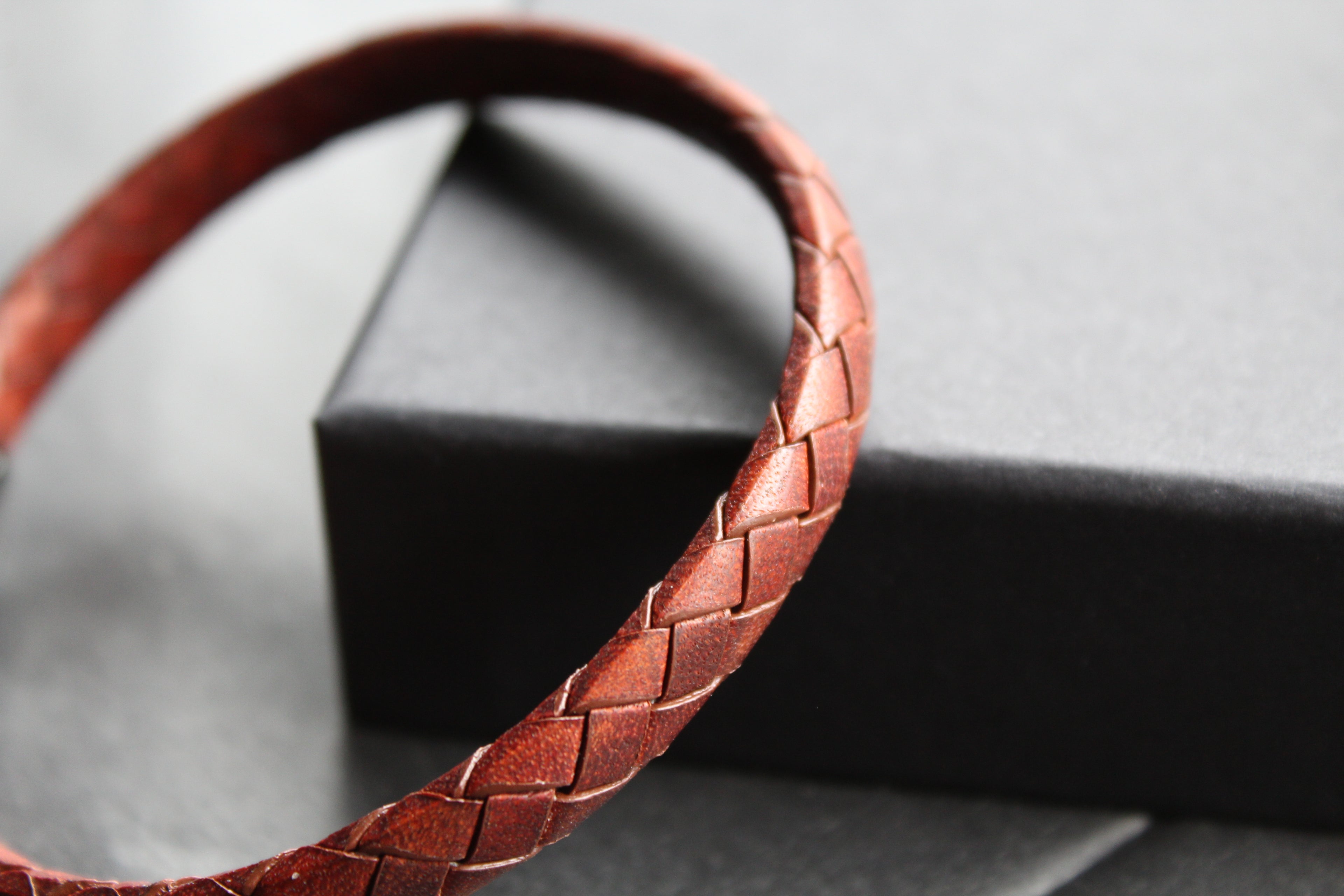Dark Brown Leather Bracelet Matte & Polished Steel Clasp