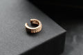 Double Row Rose Gold Ear Cuff Plate with Clear CZ Stones