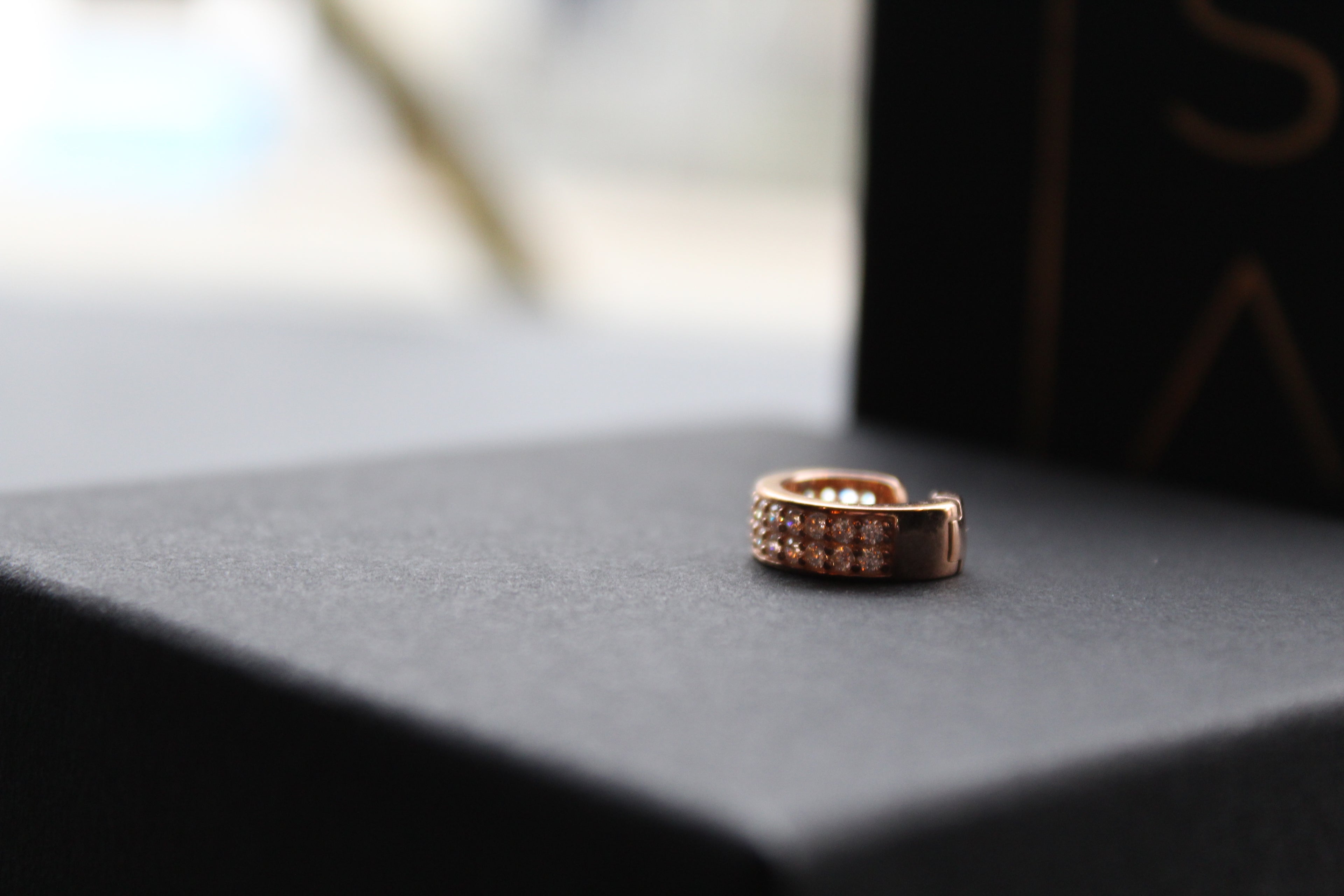 Double Row Rose Gold Ear Cuff Plate with Clear CZ Stones