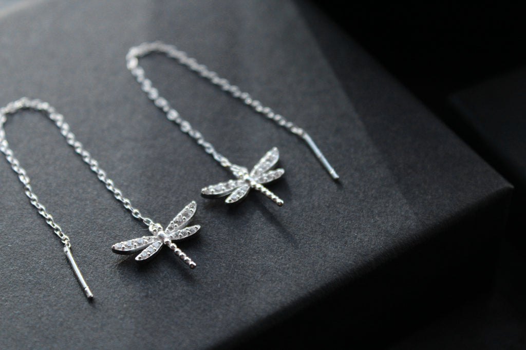 Dragonfly Threaders with Clear CZ Stones