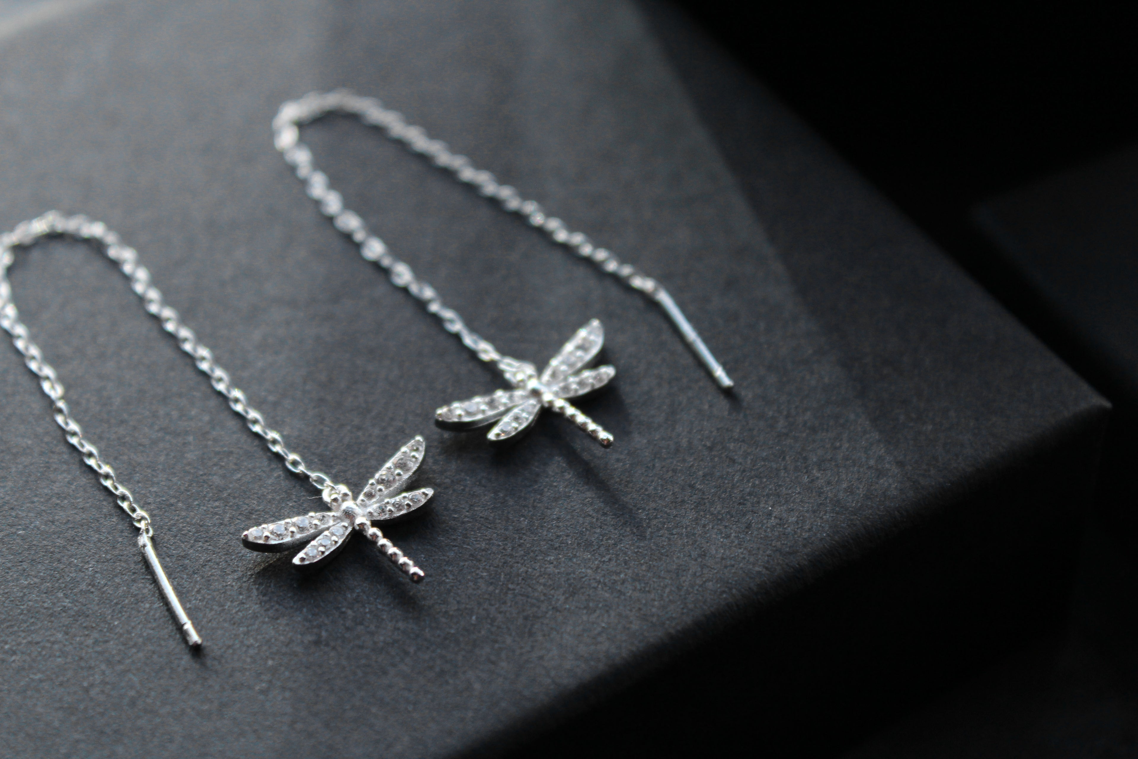 Dragonfly Threaders with Clear CZ Stones