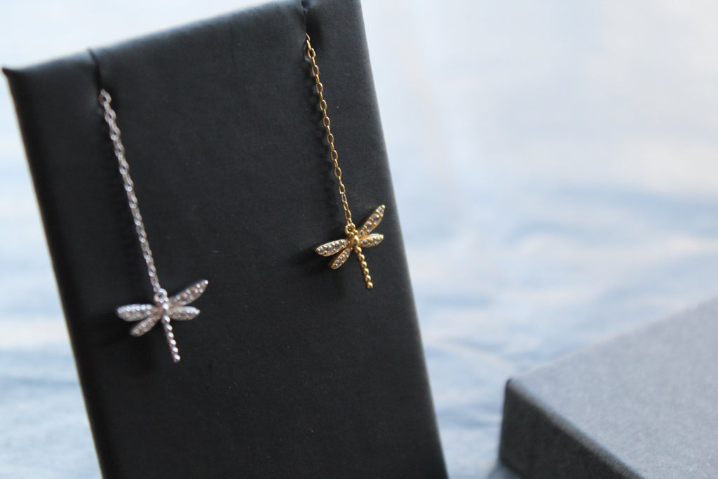 Dragonfly Threaders with Clear CZ Stones
