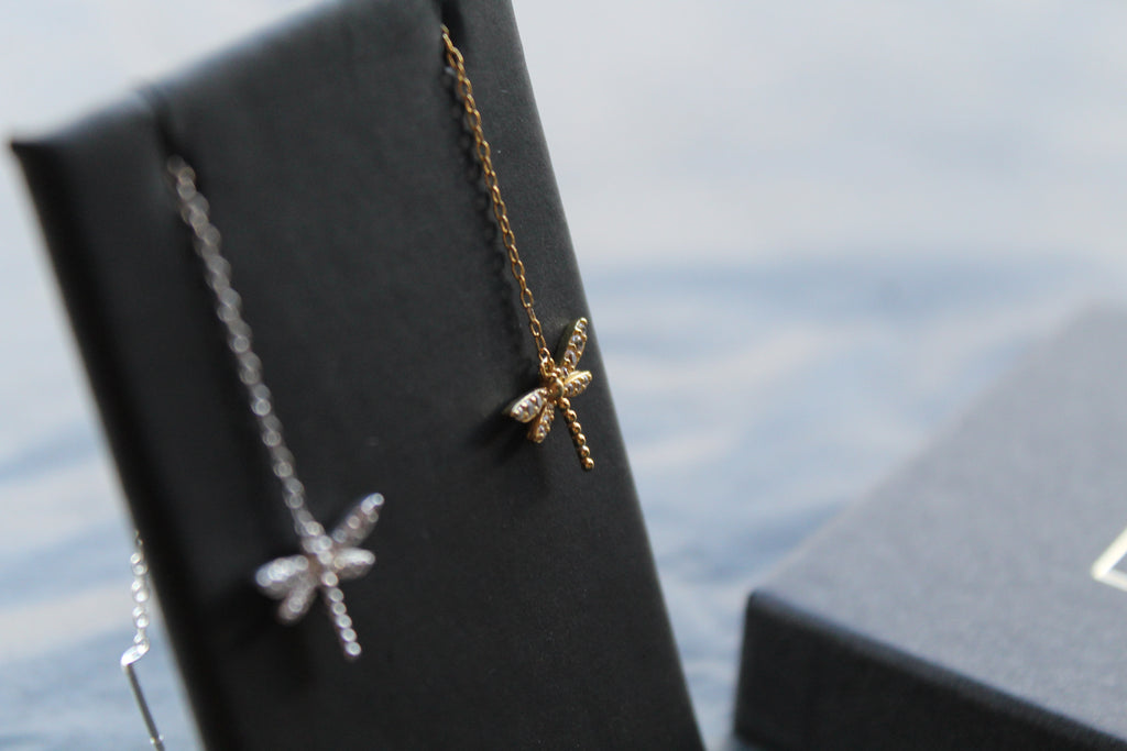 Dragonfly Threaders with Clear CZ Stones
