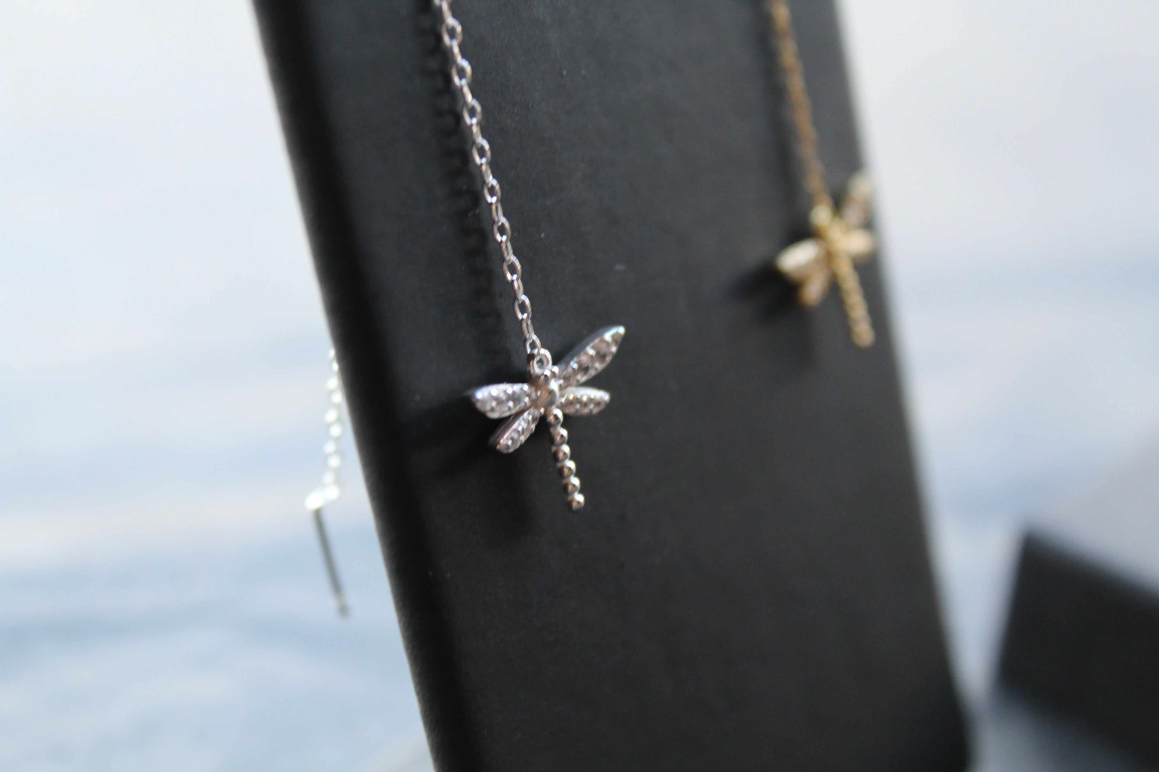 Dragonfly Threaders with Clear CZ Stones
