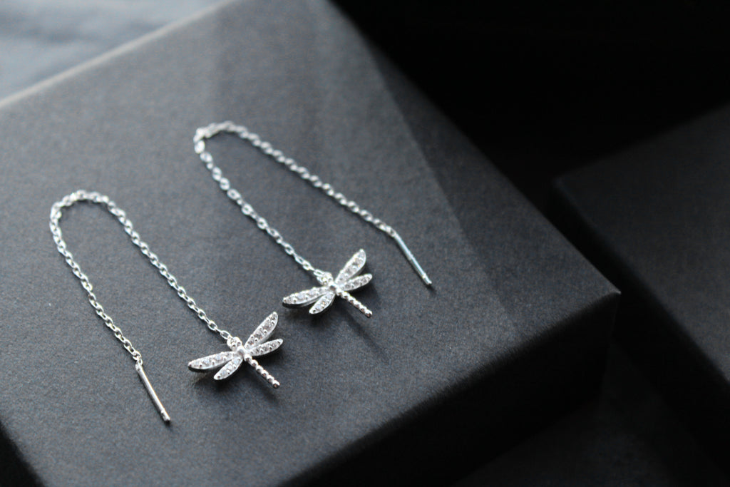 Dragonfly Threaders with Clear CZ Stones