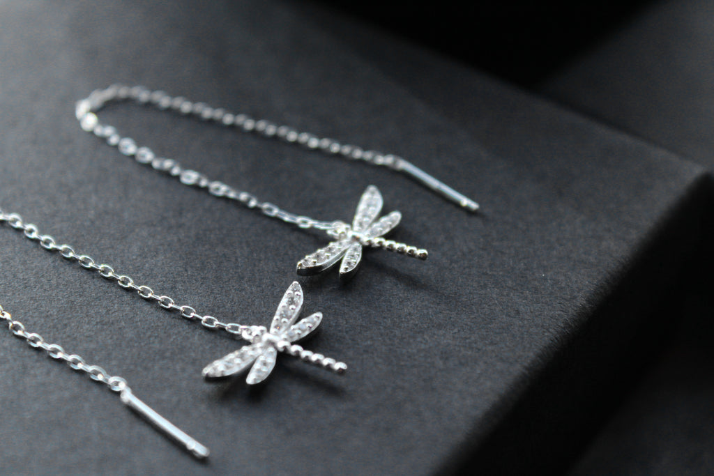 Dragonfly Threaders with Clear CZ Stones
