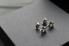 Load image into Gallery viewer, Emerald CZ Flower Earrings
