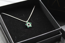 Load image into Gallery viewer, Emerald CZ Flower Necklace
