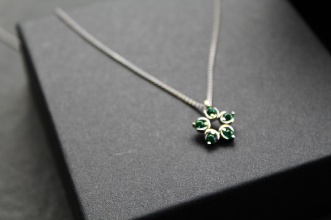 Emerald CZ Flower Necklace