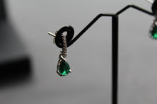 Load image into Gallery viewer, Emerald CZ Teardrop Earrings
