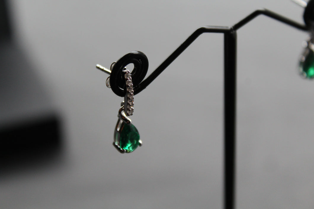 Emerald CZ Teardrop Earrings